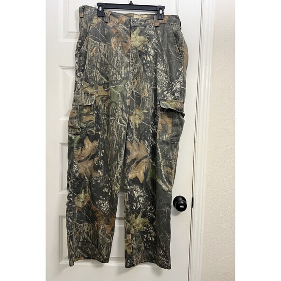 Vintage No Trace Mossy Oak Camo Cargo Pants Men’s Size XL Adjustable Waist 42x33 - Picture 1 of 8